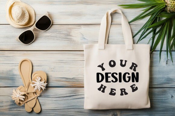 Beach Tote Bag Mockup for Product Mockups and Graphics