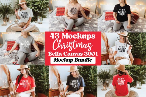 Bella Canvas 3001 Christmas Mockup for Brand Design