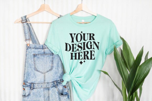 Bella Canvas 3001 Hanging Mint Mockup - A Fresh Graphic for Product Mockups