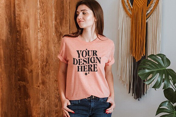 Bella Canvas 3001 Heather Sunset Mockup - A Graphic Product Mockup for Bloggers