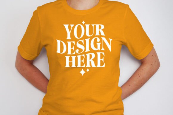 Bella Canvas 3001 Mustard Mockup for Graphics and Product Mockups