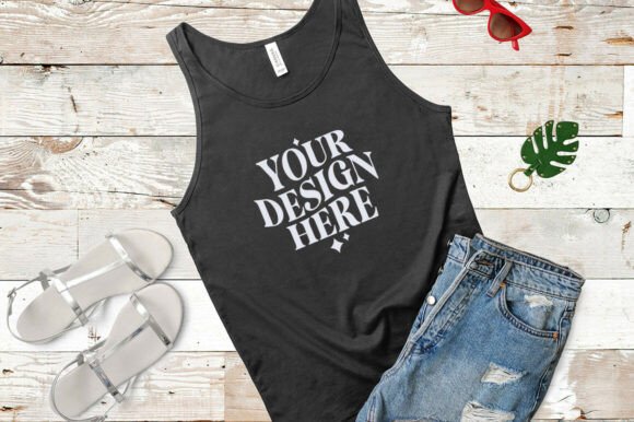 Bella Canvas 8800 Tank Top Black Mockup for Graphics and Product Mockups