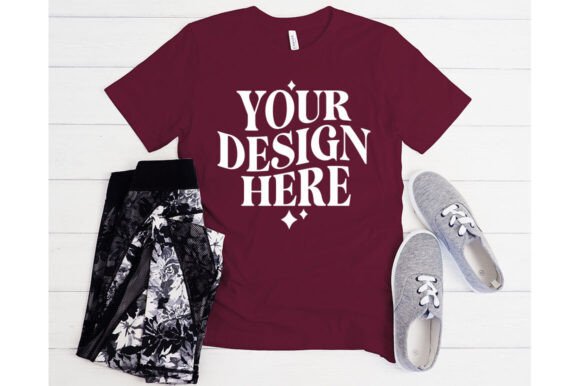 Bella Canvas Maroon Mockup for Product Mockups and Graphics