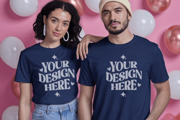 Bella Canvas Valentine Couple Mockup 10 for Product Mockups and Graphics