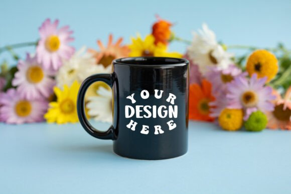 Black Ceramic Coffee Mug Mockup for Product Graphics
