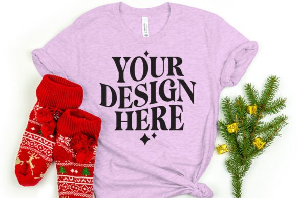 Christmas Bella Canvas 3001 Mockup Lilac: A Graphic Asset for Product Mockups