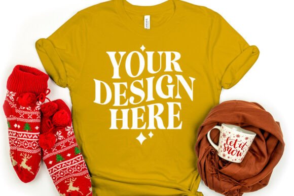 Christmas Bella Canvas 3001 Mockup Musta - A Festive Graphic Design Asset