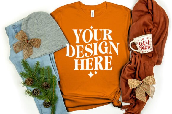 Christmas Bella Canvas 3001 Mockup Orang Graphics