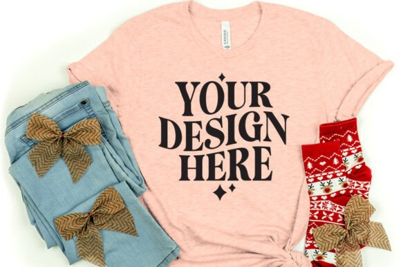Christmas Bella Canvas 3001 Mockup Peach: A Graphic Design Asset for Product Mockups