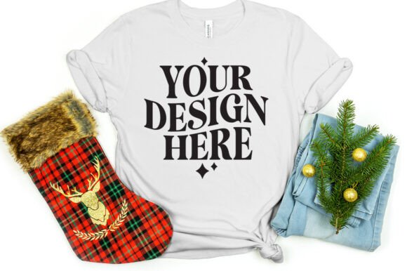 Christmas Bella Canvas 3001 Mockup Silve for Product Mockups
