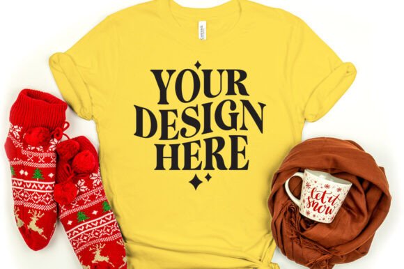 Christmas Bella Canvas 3001 Mockup Yello for Product Mockups and Graphics