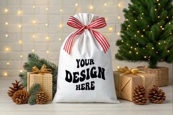 Christmas Gift Bag Mockup for Product Mockups and Graphics