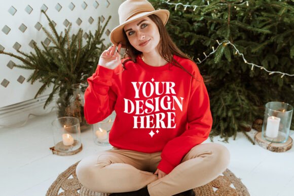 Christmas Gildan 18000 Mockup 2 - A Graphic Design Asset for Product Mockups