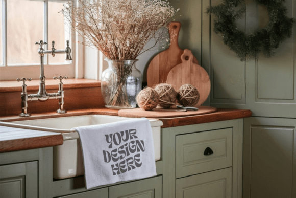 Christmas Kitchen Towel Mockup 9 for Product Mockups and Graphics