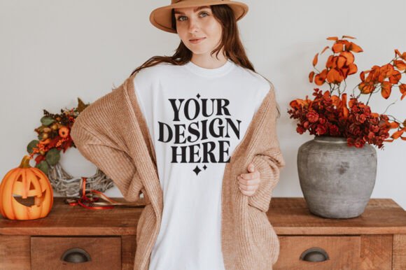Comfort Colors 1717 Fall White Mockup: A Versatile Graphic Asset for Local Branding
