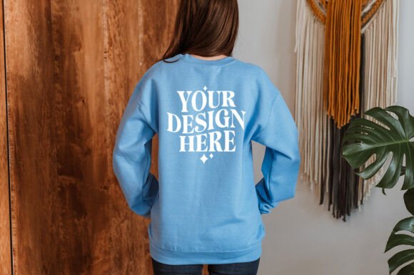 Gildan 18000 Carolina Blue Mockup for Product Mockups and Graphics
