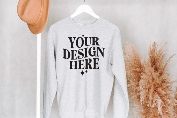 Gildan 18000 Hanging Sport Grey Mockup - Product Mockups for Graphics