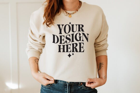 Gildan 18000 Sand Mockup for Modern Branding