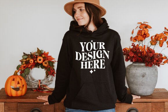 Gildan 18500 Hoodie Black Mockup