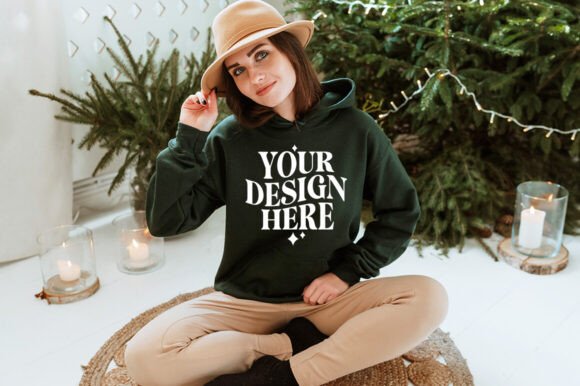 Gildan 18500 Hoodie Forest Green Mockup