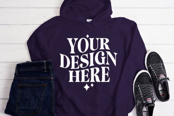 Gildan 18500 Purple Hoodie Mockup - Product Mockups for Graphics