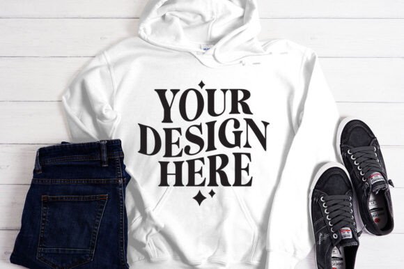 Gildan 18500 White Hoodie Mockup - A Versatile Graphics Asset for Product Mockups