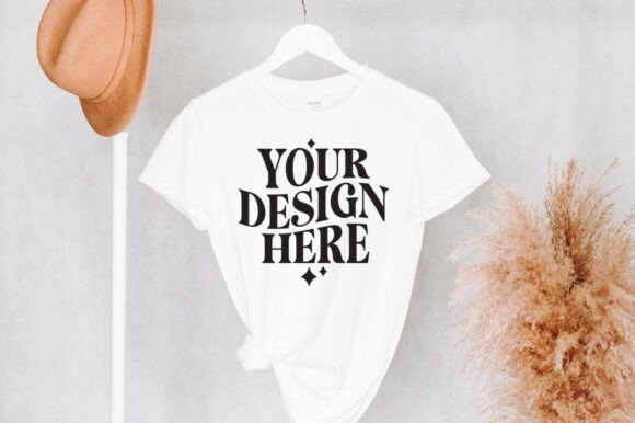Gildan 64000 Hanging White Mockup - A Graphic Design Asset for Product Mockups