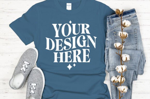 Gildan 64000 Mockup Indigo Blue - A Product Mockups Graphic for Digital Sellers