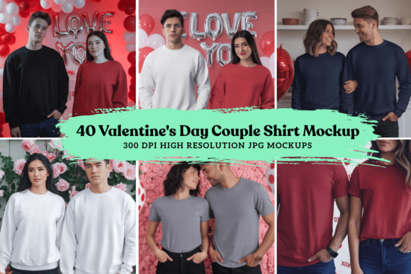 Valentine's Day Couple Mockup Bundle for Product Mockups and Graphics