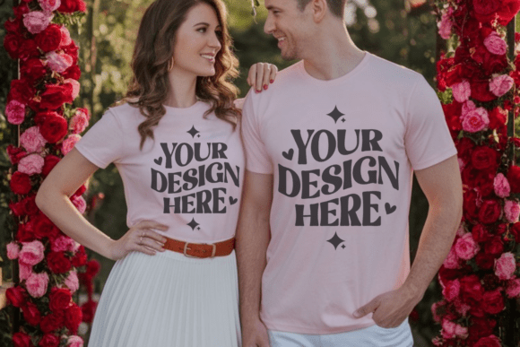 Valentine's Day Couple Shirt Mockup 17 for Product Mockups and Graphics