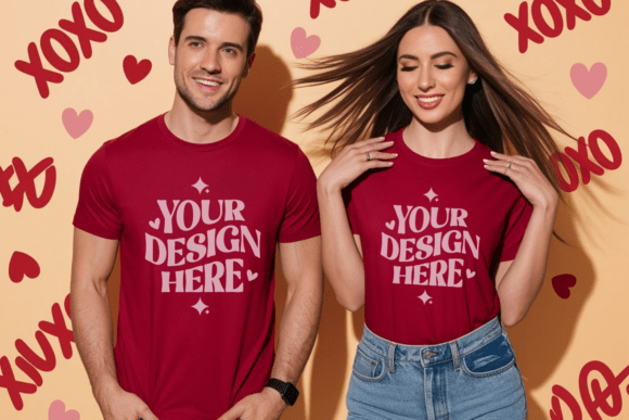 Valentine's Day Couple Shirt Mockup 3: A Graphic Design Asset for Product Mockups