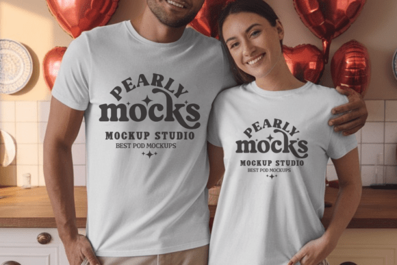 Valentine's Day Couple Shirt Mockup 4: A Graphic Product Mockup for Content Creators